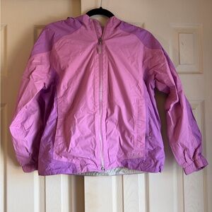 L.L. Bean Gortex Windbreaker Kids Jacket Full Zip Hooded Two Toned Purple